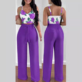 Huibaolu Independent Station Spring And Summer New Fashion Printing Suspenders To Attract 2-Piece Sets Of Trousers