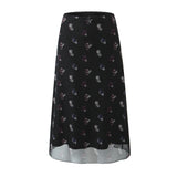 Huibaolu And Winter New Lace Printing Net Fashion Full-Length Skirt