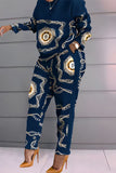 Huibaolu Fashionable Autumn And Winter Women's Casual Comfortable Printed Long-Sleeved Trousers Suit