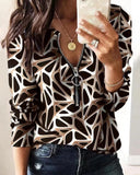 Huibaolu Independent Station Fashion Printed Zipper Long-Sleeved New Casual Blouse