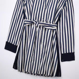 Huibaolu Spring Style Striped Flute Shirt-Style Belt Dress 2783816