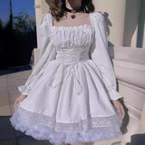 Huibaolu Lovely Sweet Bubble Sleeve Dress 2024 Spring Lace Lace Princess Dress