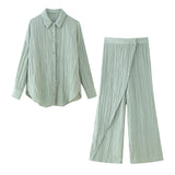 Huibaolu Spring Wrinkle Effect Shirt 8741128 Towel Trousers 3062759