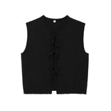 Huibaolu Summer Bow Bow V-Collar Sleeveless Knitted Vest 5698506