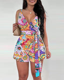 Huibaolu Independent Station Spring And Summer New Printed Belt Shorts Set In Stock