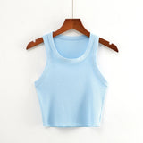 Huibaolu New Round Collar Solid Color Sports Short Blouse With A Slimmed Edge, A Small Vest.