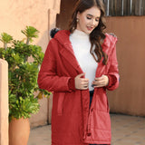 Huibaolu Women's Autumn And Winter New Large-Size Hooded Warm And Slim Down Cotton Jacket With Medium-Long Style