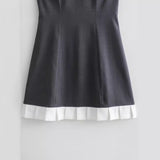 Huibaolu New Spring Style Short Sleeveless Dress With Pleated Hem