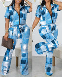 Huibaolu Independent Station New Spring / Summer 2024 Fashion Printed Zipper Jacket 2-Piece Set