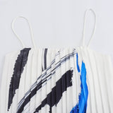 Huibaolu New Street Style Printed Small Pleated Suspenders Dress 0264057