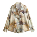 Huibaolu Spring Tie-Dyed Satin Texture Shirt 6962025 Skirt 6962024