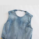 Huibaolu Summer Bowtie Jeans Sleeveless Blouse 6186049