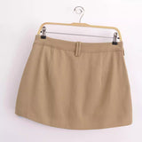 Huibaolu Spring Pocket Sag Design Pleated Miniskirt 2157021