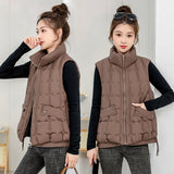 Cotton Vest Female 2024 Autumn / Winter New Korean Version Loose Hooded Vest Vest To Wear A Versatile Warm Jacket