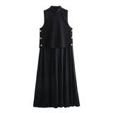 Huibaolu Spring Pleated Sleeveless Vest Dress 2676186