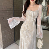 Huibaolu Pure Wants To Show Chest Lace A Dress Autumn New Literary Retro Style Dress Girl