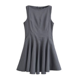 Huibaolu Spring Skate Sleeveless Solid Color Mini Dress 4043041