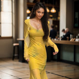 Huibaolu High-End Fishtail Dress Set For Women In 2024 Autumn New Style Slim Halter Dress + Cardigan