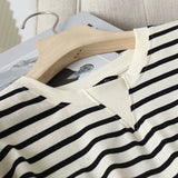 Huibaolu New Short-Sleeved Cotton Striped Simple Wind Dress In Summer