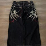 Huibaolu Baggy Jeans Y2K Hip-Hop Street Men's Casual Wide-Legged Jeans