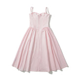 Huibaolu New French Style Slim And Solid Color Suspender Dress In Spring