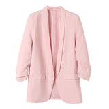 Huibaolu Spring Style Pleated Sleeve Sag Urban Leisure Candy Color Women's Suit Coat