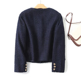 Huibaolu Spring Style Xiaoxiangfeng Gold Button Textured Short Coat