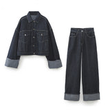 Huibaolu New Autumn Denim Jacket 9632255 Rolled-Up Trousers Leg Jeans 6045205