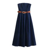 Huibaolu Spring Dress With Belt And Denim Breast 6164072