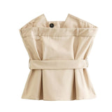 Huibaolu Spring Style Belt Shoulder-Length Blouse With Belt Double-Breasted Skirt Suit