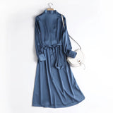 Huibaolu New Long Dress Korean Version Of Women's Elegant Simple Style V-Neck High-Waist Dress