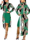 Huibaolu New Women's Wear 2024 Fashion Split Printing 2-Piece Set