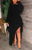 Huibaolu Independent Station Autumn And Winter Fashionable Solid Color Long-Sleeved Dress Women's Spot