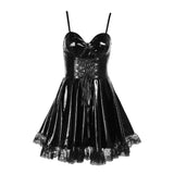 Huibaolu Autumn New Sexy Halter Dress Dark Death Note Leather Strap A Pendulum Dress For Women