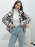 Huibaolu Plaid Women's Coat Bread Jacket Warm Down Cotton-Padded Jacket Women's Cotton-Padded Jacket