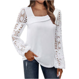 Huibaolu Women's Wear 2024 Spring And Autumn Fashion Elegant New Lace Spliced Knitted Blouse