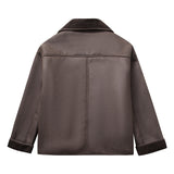 Huibaolu New Lamb Wool Loose Version Lapel Jacket Jacket