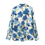 Huibaolu Spring Silk Satin Flower Printed Shirt 2248802