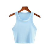 Huibaolu New Round Collar Solid Color Sports Short Blouse With A Slimmed Edge, A Small Vest.