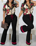 Huibaolu Independent Station New Spring / Summer 2024 Fashion Printed Zipper Jacket 2-Piece Set