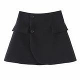 Huibaolu New Blogger Lapel Slimming Short Suit Jacket + High Waist Short Skirt Suit