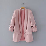 Huibaolu Spring Style Pleated Sleeve Sag Urban Leisure Candy Color Women's Suit Coat