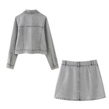 Huibaolu New Artificial Pearl Denim Jacket 5862065 Miniskirt 5862066