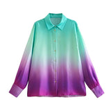 Huibaolu Spring Tie-Dye Printed Fashion Leisure Long-Sleeved Shirt