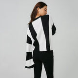 Huibaolu And Winter New Women's Wear New Leisure Style Long-Sleeved Round-Neck Vertical Striped Casual Sweater