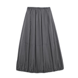 Huibaolu New Nylon Solid Color Pleated Casual Half Skirt 4391421