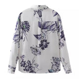 Huibaolu Bowknot Satin Printed Shirt In Spring And Summer