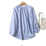 Huibaolu New French Commuter Style Girl's Bubble Sleeve Round Collar Shirt In Spring