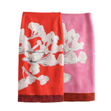 Huibaolu New Blended Printed Split Straight Skirt 2394119