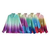 Huibaolu Spring Tie-Dye Printed Fashion Leisure Long-Sleeved Shirt